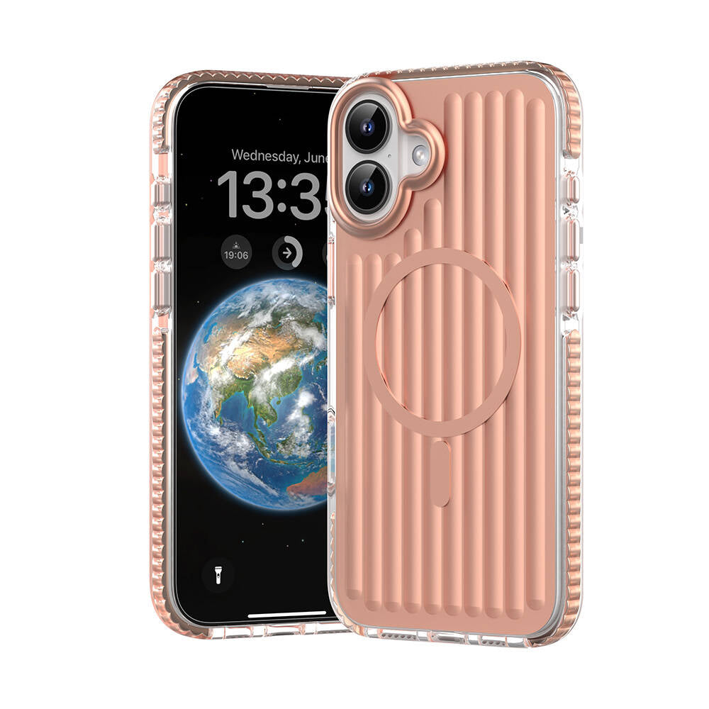 Apple iPhone 16 Kılıf M-safe Şarj Özellikli Oyuklu Tasarım Mutural Bumpy Clear Kapak - Görsel 3