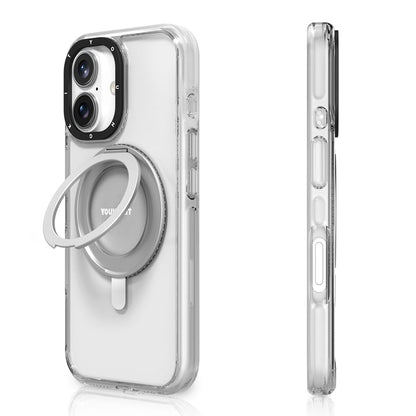 Apple iPhone 16 Kılıf M-safe Şarj Özellikli Parmak Ring Standlı Youngkit Pivot Serisi Kapak - Görsel 2