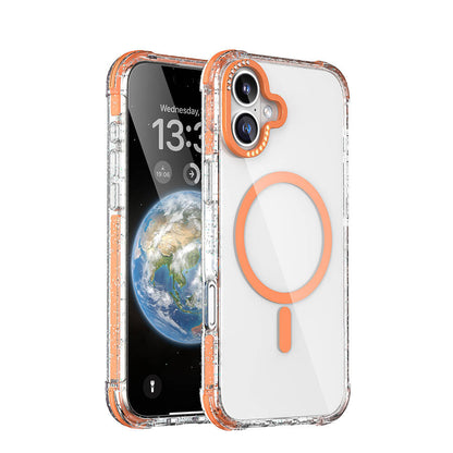 Apple iPhone 16 Kılıf M-safe Şarj Özellikli Taşlı ve Simli Tasarım Mutural Blink Kapak - Görsel 4