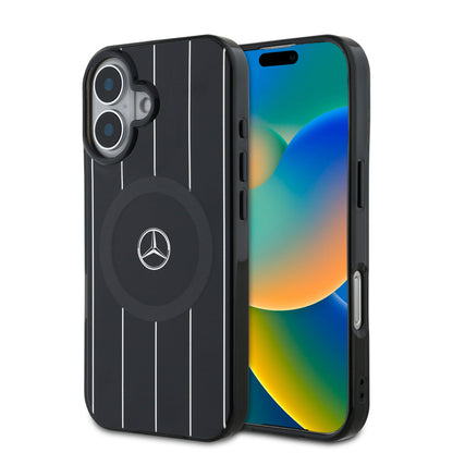 Apple iPhone 16 Kılıf Mercedes Benz Orjinal Lisanslı M-safe Şarj Özellikli Çift Katmanlı Paralel Çizgi Desenli Kapak - Görsel 2
