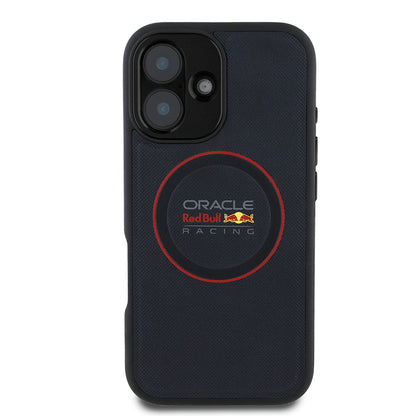 Apple iPhone 16 Kılıf Redbull Orjinal Lisanslı M-safe Şarj Özellikli Kırmızı Halka ve Logo Kabartmalı PU Deri Kapak - Görsel 2