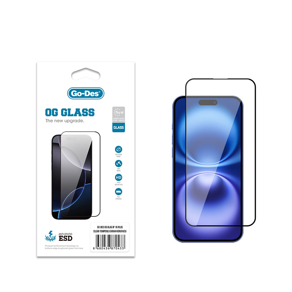 Apple iPhone 16 Plus Go Des OG Glass Antistatik Temperli Cam Ekran Koruyucu - Görsel 2