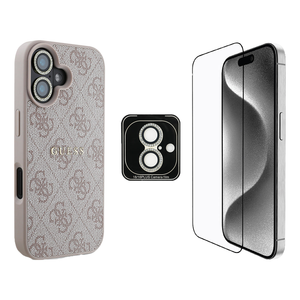 Apple iPhone 16 Plus Guess Orjinal Lisanslı Kılıf + Ekran Koruyucu + Lens Koruyucu 3in1 Aksesuar Seti - Görsel 4