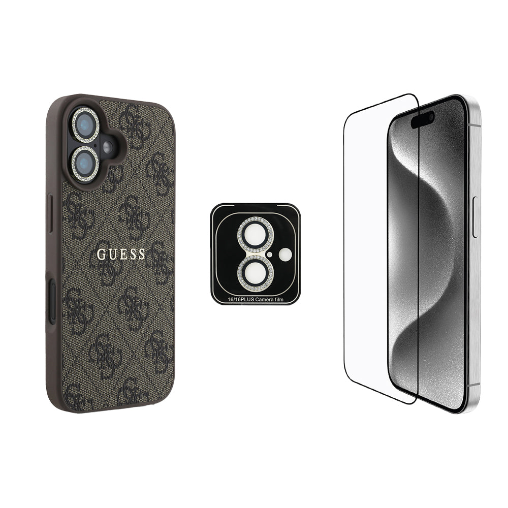 Apple iPhone 16 Plus Guess Orjinal Lisanslı Kılıf + Ekran Koruyucu + Lens Koruyucu 3in1 Aksesuar Seti - Görsel 2