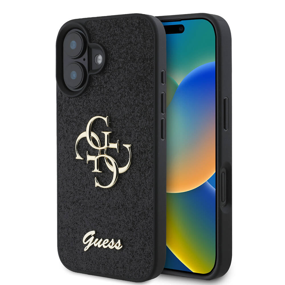 Apple iPhone 16 Plus Kılıf Guess Orjinal Lisanslı 4G Büyük Metal Logolu Glitter Kapak - Görsel 2