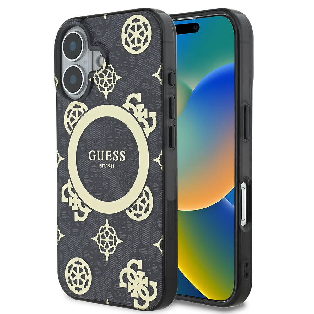 Apple iPhone 16 Plus Kılıf Guess Orjinal Lisanslı M-safe Şarj Özellikli 4G Desenli IML Yazı Logolu Peony Kapak - Görsel 2