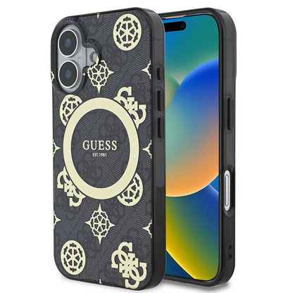Apple iPhone 16 Plus Kılıf Guess Orjinal Lisanslı M-safe Şarj Özellikli 4G Desenli IML Yazı Logolu Peony Kapak - Görsel 2