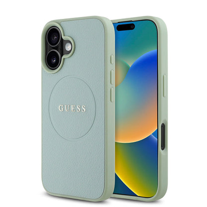 Apple iPhone 16 Plus Kılıf Guess Orjinal Lisanslı M-safe Şarj Özellikli Yazı Logolu Grained Kapak - Görsel 4