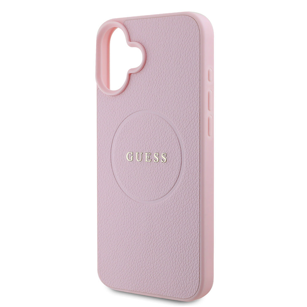 Apple iPhone 16 Plus Kılıf Guess Orjinal Lisanslı M-safe Şarj Özellikli Yazı Logolu Grained Kapak - Görsel 3