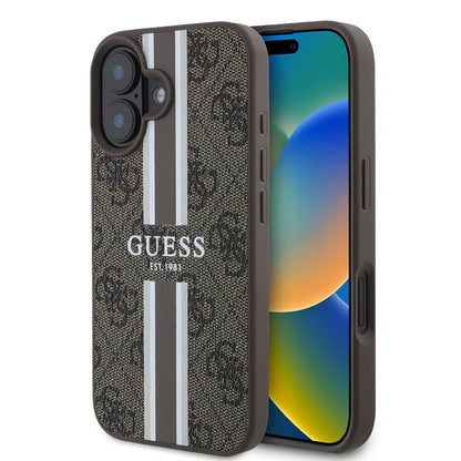 Apple iPhone 16 Plus Kılıf Guess Orjinal Lisanslı M-safe Şarj Özellikli 4G Şerit Tasarımlı Printed Kapak - Görsel 3