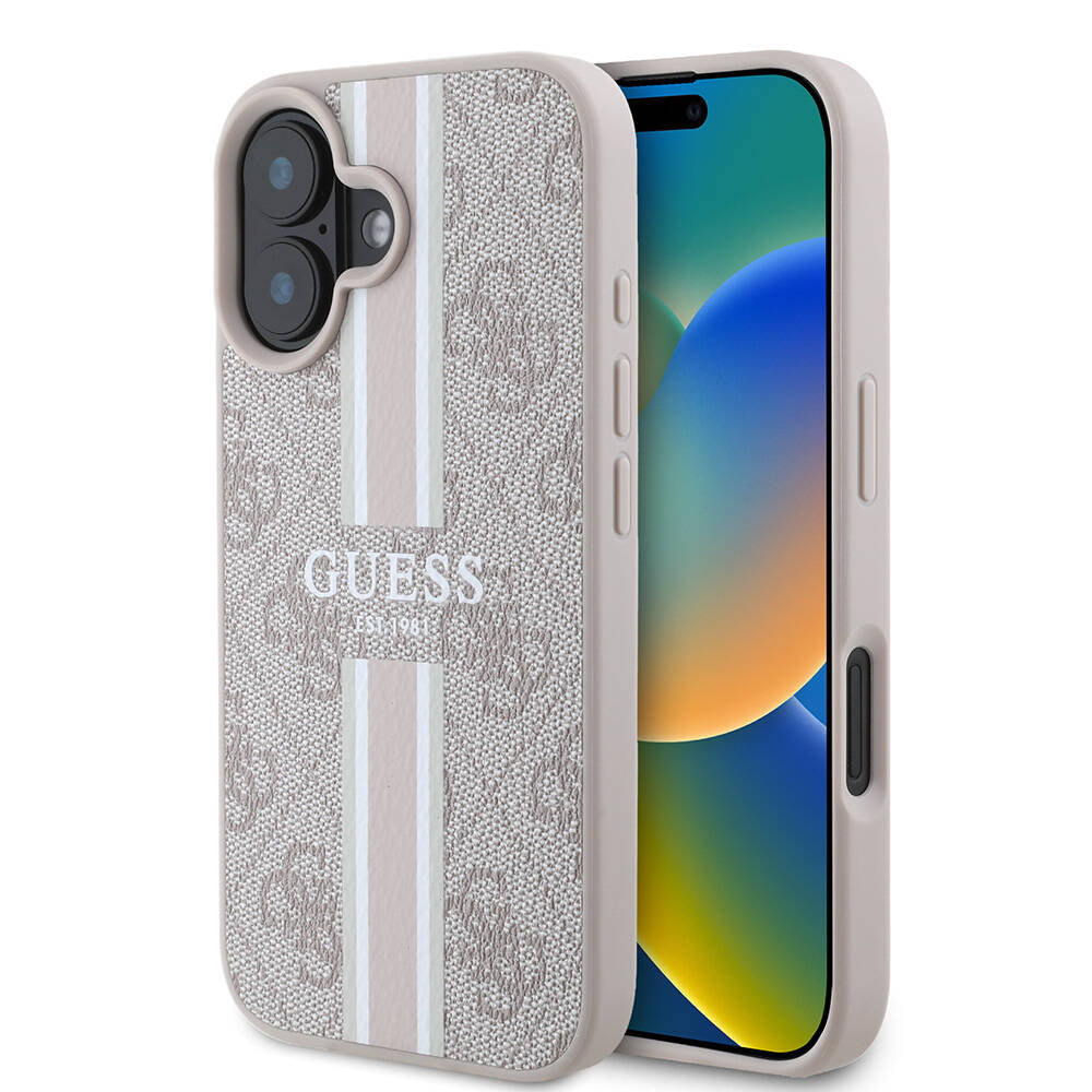 Apple iPhone 16 Plus Kılıf Guess Orjinal Lisanslı M-safe Şarj Özellikli 4G Şerit Tasarımlı Printed Kapak - Görsel 4