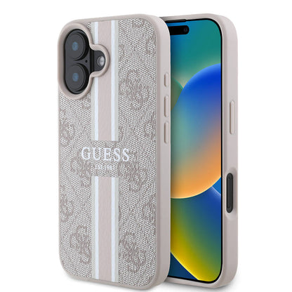 Apple iPhone 16 Plus Kılıf Guess Orjinal Lisanslı M-safe Şarj Özellikli 4G Şerit Tasarımlı Printed Kapak - Görsel 4