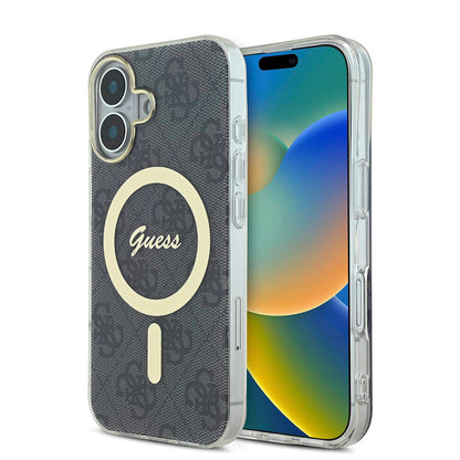 Apple iPhone 16 Plus Kılıf Guess Orjinal Lisanslı M-safe Şarj Özellikli Yazı Logolu 4G Desenli Kapak - Görsel 2