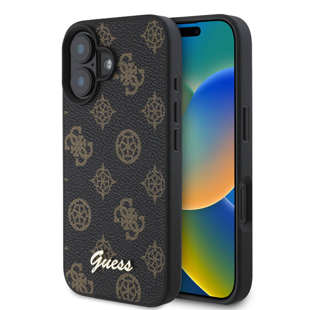 Apple iPhone 16 Plus Kılıf Guess Orjinal Lisanslı M-safe Şarj Özellikli Yazı Logolu Peony Kapak - Görsel 2