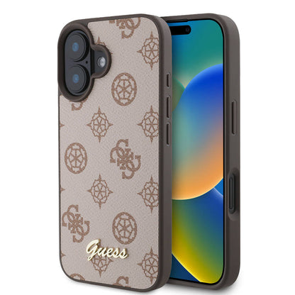 Apple iPhone 16 Plus Kılıf Guess Orjinal Lisanslı M-safe Şarj Özellikli Yazı Logolu Peony Kapak - Görsel 3