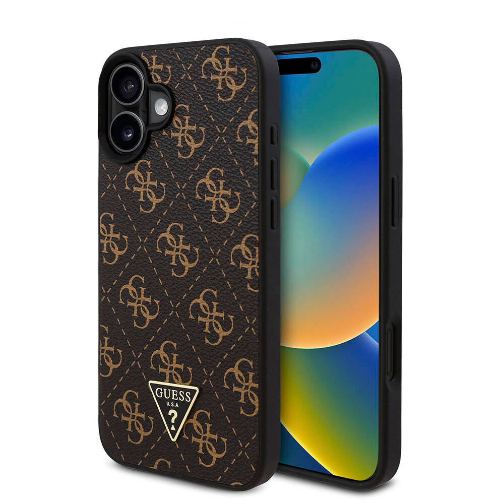 Apple iPhone 16 Plus Kılıf Guess Orjinal Lisanslı PU Deri 4G Desenli Üçgen Logolu Kapak - Görsel 2