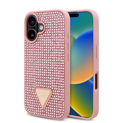 Apple iPhone 16 Plus Kılıf Guess Orjinal Lisanslı Taşlı Arka Yüzey Üçgen Logolu Kapak - Görsel 4