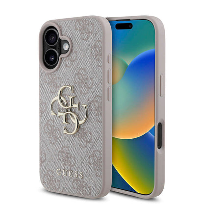 Apple iPhone 16 Plus Kılıf Guess Orjinal Lisanslı PU Deri 4G Desenli Metal Büyük 4G ve Yazı Logolu Kapak - Görsel 3