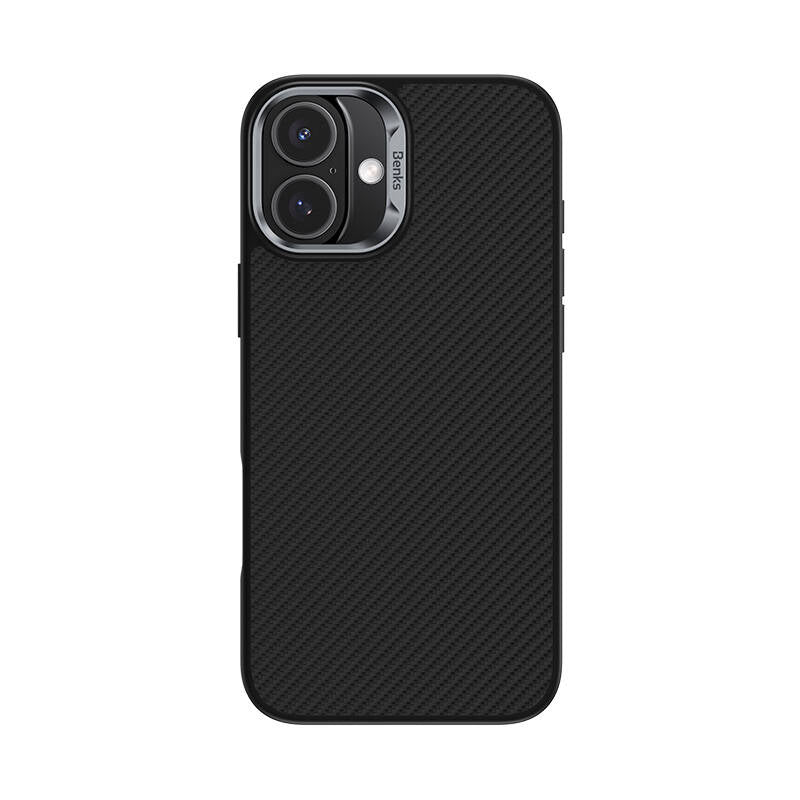 Apple iPhone 16 Plus Kılıf Karbon Fiber M-safe Şarj Özellikli Benks Hybrid ArmorPro 600D Kevlar Kapak - Görsel 2
