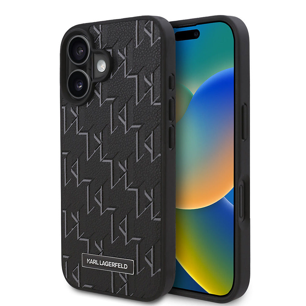 Apple iPhone 16 Plus Kılıf Karl Lagerfeld Orjinal Lisanslı M-safe Şarj Özellikli KL Yazılı Hot Stamp Kapak - Görsel 2