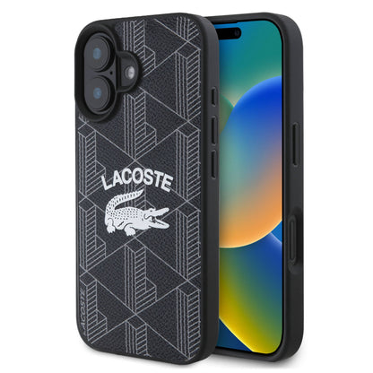 Apple iPhone 16 Plus Kılıf Lacoste Orjinal Lisanslı M-safe Şarj Özellikli Mono Vintage Logo Kapak - Görsel 2