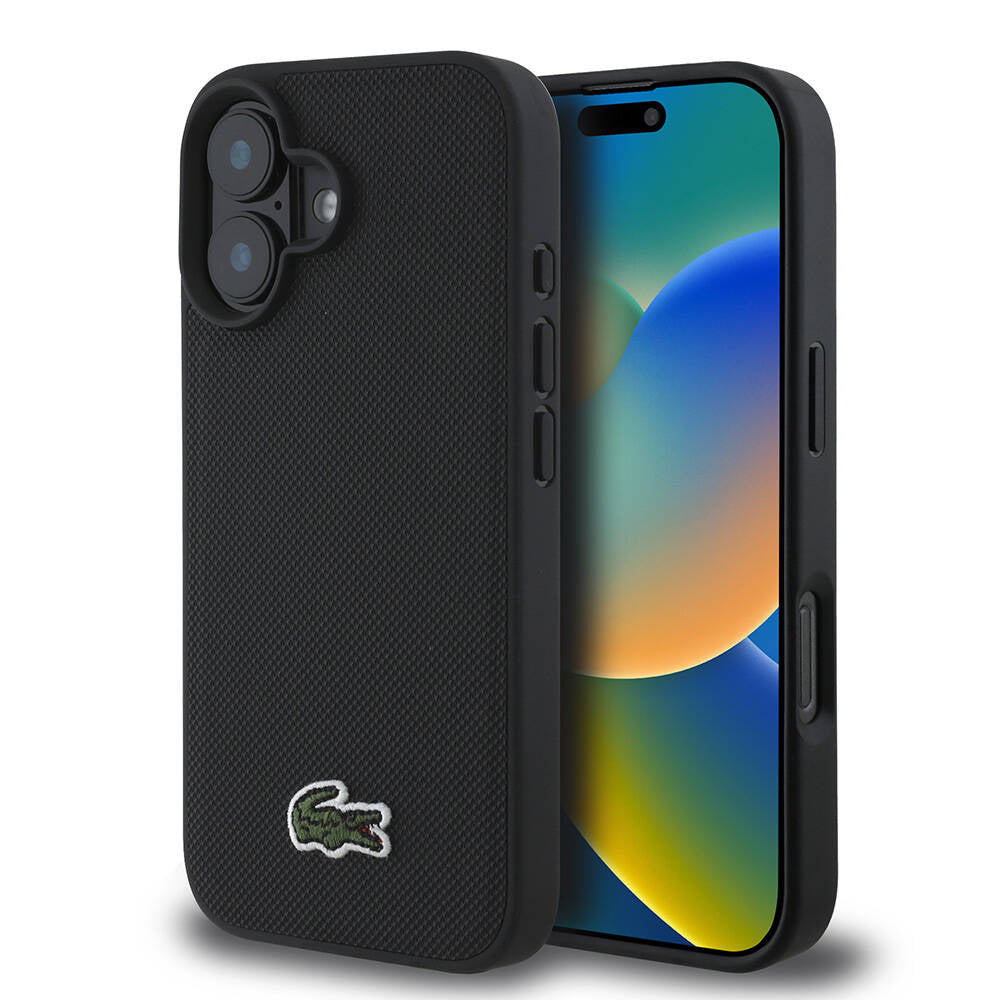 Apple iPhone 16 Plus Kılıf Lacoste Orjinal Lisanslı PU Pike Desenli Arka Yüzey İkonik Timsah Dokuma Logolu Kapak - Görsel 6