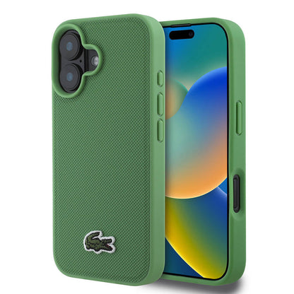 Apple iPhone 16 Plus Kılıf Lacoste Orjinal Lisanslı PU Pike Desenli Arka Yüzey İkonik Timsah Dokuma Logolu Kapak - Görsel 4
