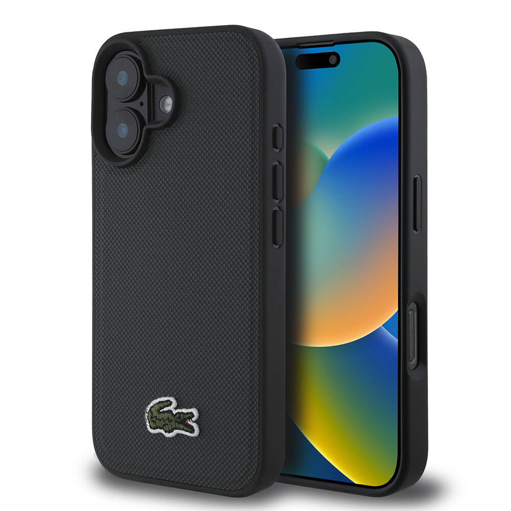 Apple iPhone 16 Plus Kılıf Lacoste Orjinal Lisanslı PU Pike Desenli Arka Yüzey İkonik Timsah Dokuma Logolu Kapak - Görsel 2