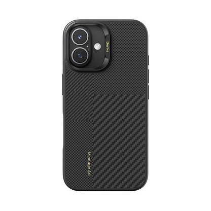 Apple iPhone 16 Plus Kılıf M-safe Şarj Özellikli Karbon Fiber Benks Montage Hybrid ArmorPro Kevlar Kapak