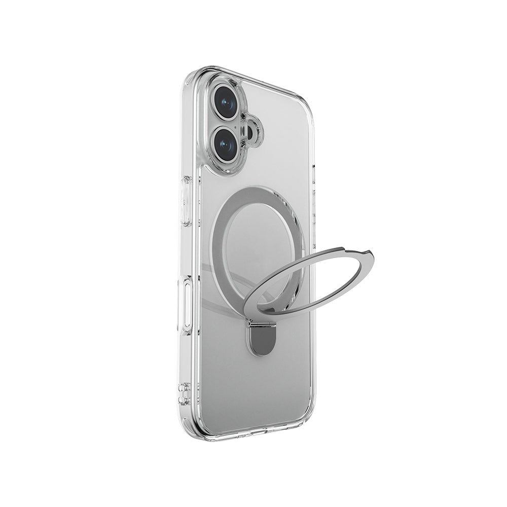 Apple iPhone 16 Plus Kılıf M-safe Şarj Özellikli Raptic Air Stand Serisi Buzlu Transparan Tasarımlı Standlı Kapak - Görsel 2
