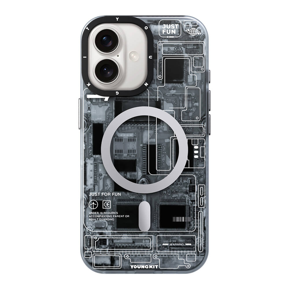Apple iPhone 16 Plus Kılıf M-safe Şarj Özellikli Youngkit Technology Serisi Kapak - Görsel 2