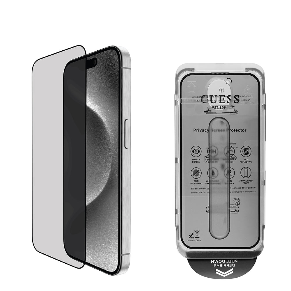 Apple iPhone 16 Pro Guess Orjinal Lisanslı Hayalet Privacy Temperli Cam Ekran Koruyucu Uygulama Aparatlı Outline Serisi - Görsel 2