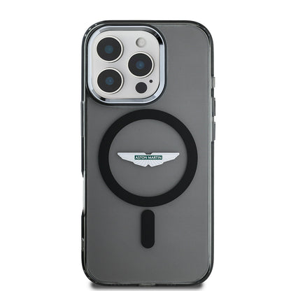 Apple iPhone 16 Pro Kılıf Aston Martin Orjinal Lisanslı M-safe Şarj Özellikli IML Baskı Logolu Buzlu Kapak - Görsel 2