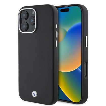 Apple iPhone 16 Pro Kılıf BMW Orjinal Lisanslı M-safe Şarj Özellikli Metal Logolu Tam Kaplama Deri Kapak - Görsel 2