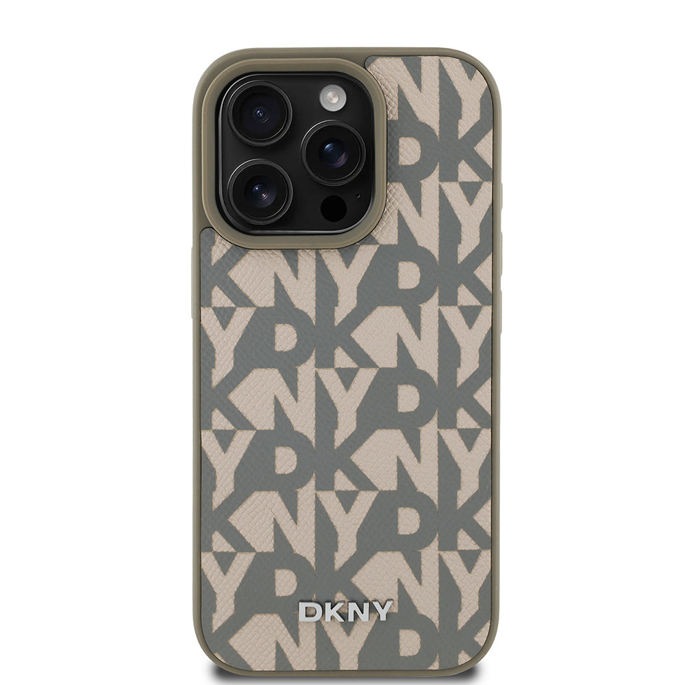 Apple iPhone 16 Pro Kılıf DKNY Orjinal Lisanslı M-safe Şarj Özellikli 3D Yazılı Grid Pattern Kapak - Görsel 2