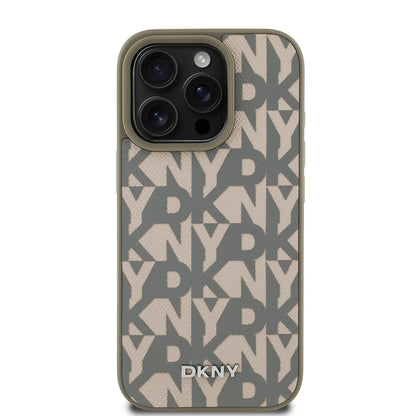 Apple iPhone 16 Pro Kılıf DKNY Orjinal Lisanslı M-safe Şarj Özellikli 3D Yazılı Grid Pattern Kapak - Görsel 2