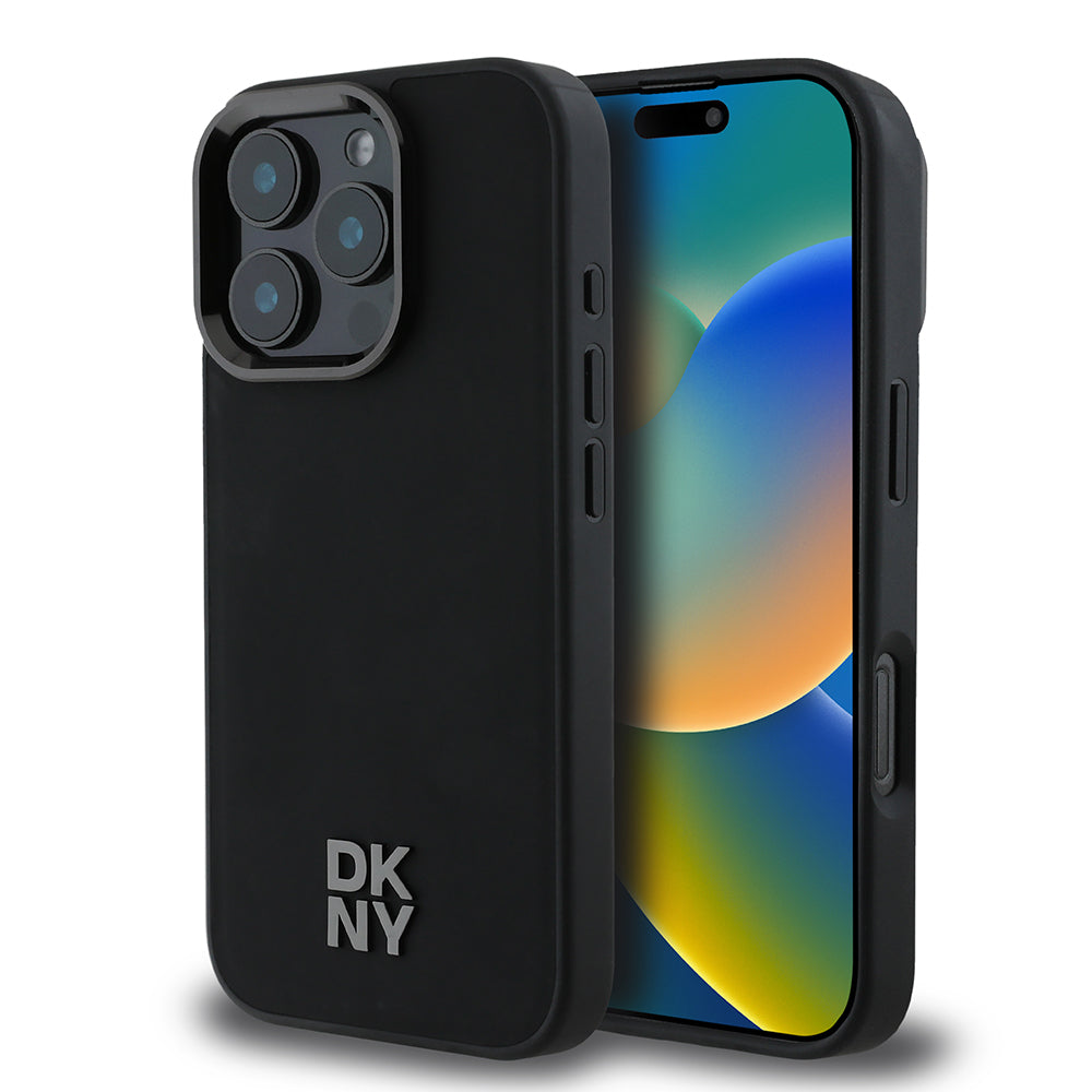 Apple iPhone 16 Pro Kılıf DKNY Orjinal Lisanslı M-safe Şarj Özellikli Metal Logolu PU Deri Plain Kapak - Görsel 2