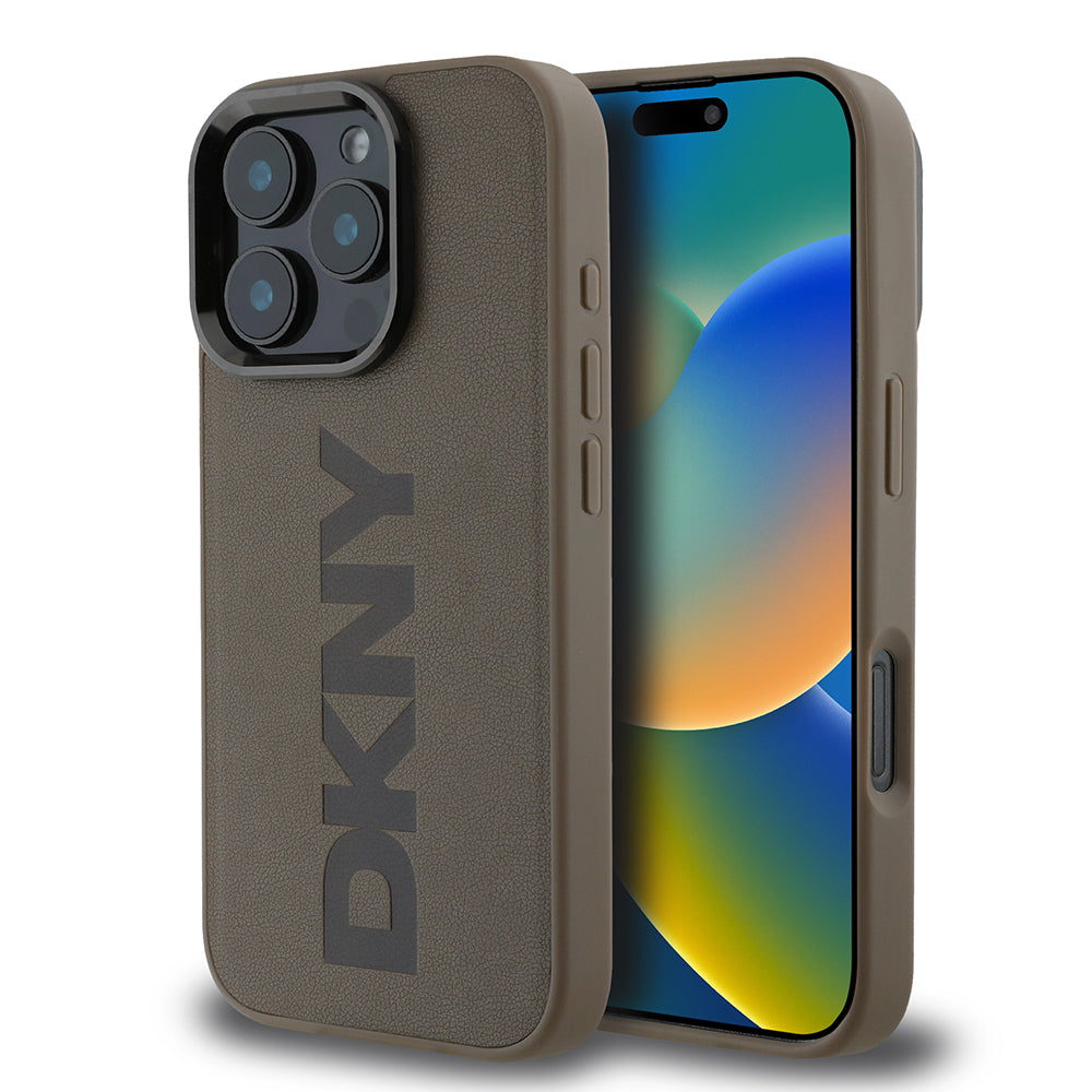 Apple iPhone 16 Pro Kılıf DKNY Orjinal Lisanslı M-safe Şarj Özellikli PU Deri Plain Kapak - Görsel 3