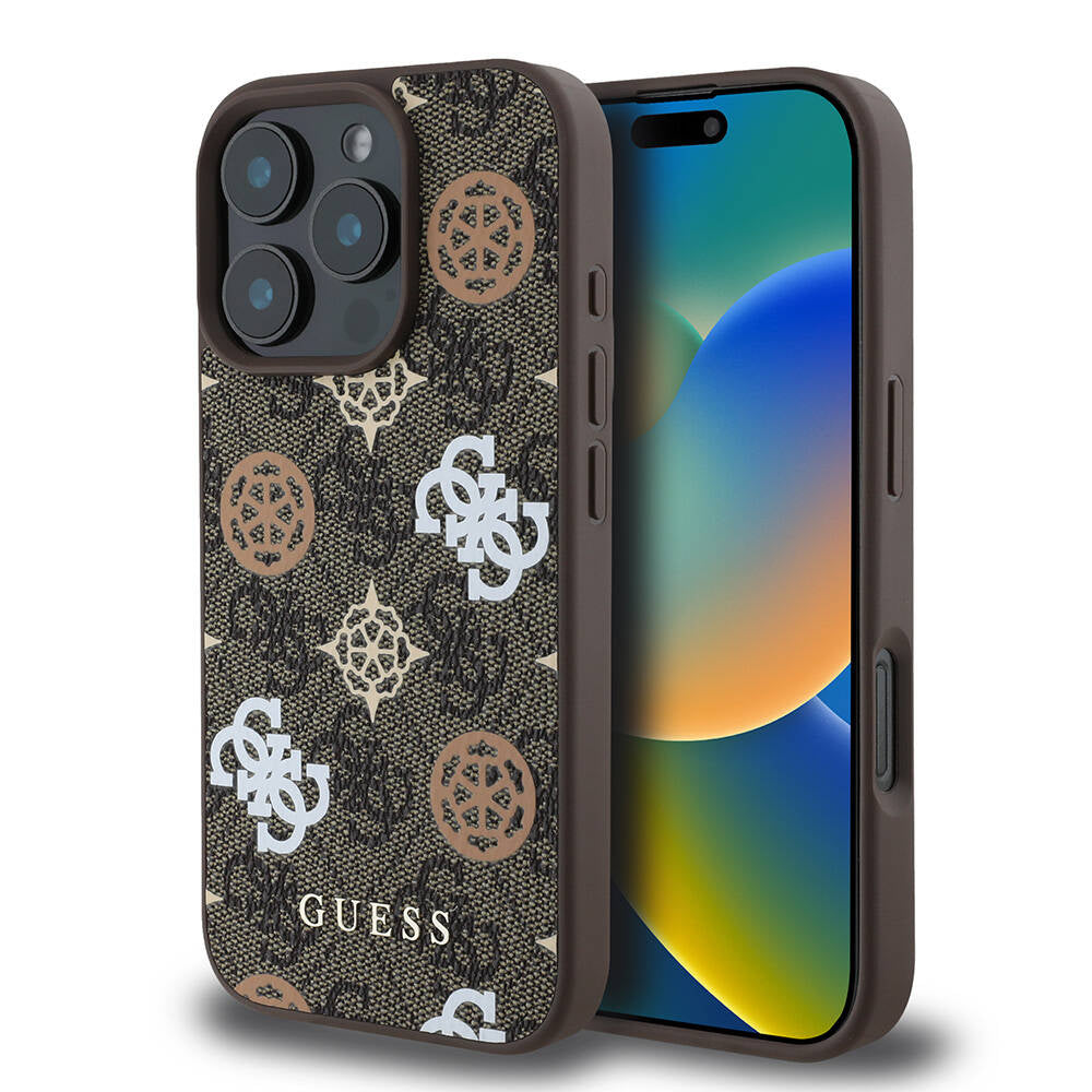 Apple iPhone 16 Pro Kılıf Guess Orjinal Lisanslı M-safe Şarj Özellikli 4G Desenli Yazı Logolu Peony Kapak - Görsel 4