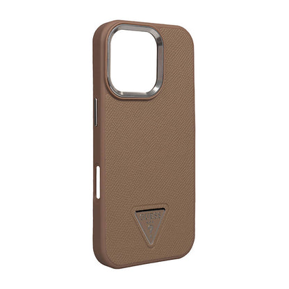 Apple iPhone 16 Pro Kılıf Guess Orjinal Lisanslı M-safe Şarj Özellikli Grained Triangle Kapak - Görsel 3