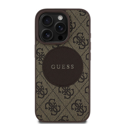 Apple iPhone 16 Pro Kılıf Guess Orjinal Lisanslı M-safe Şarj Özellikli Yazı Logolu Circle Classic Kapak - Görsel 4