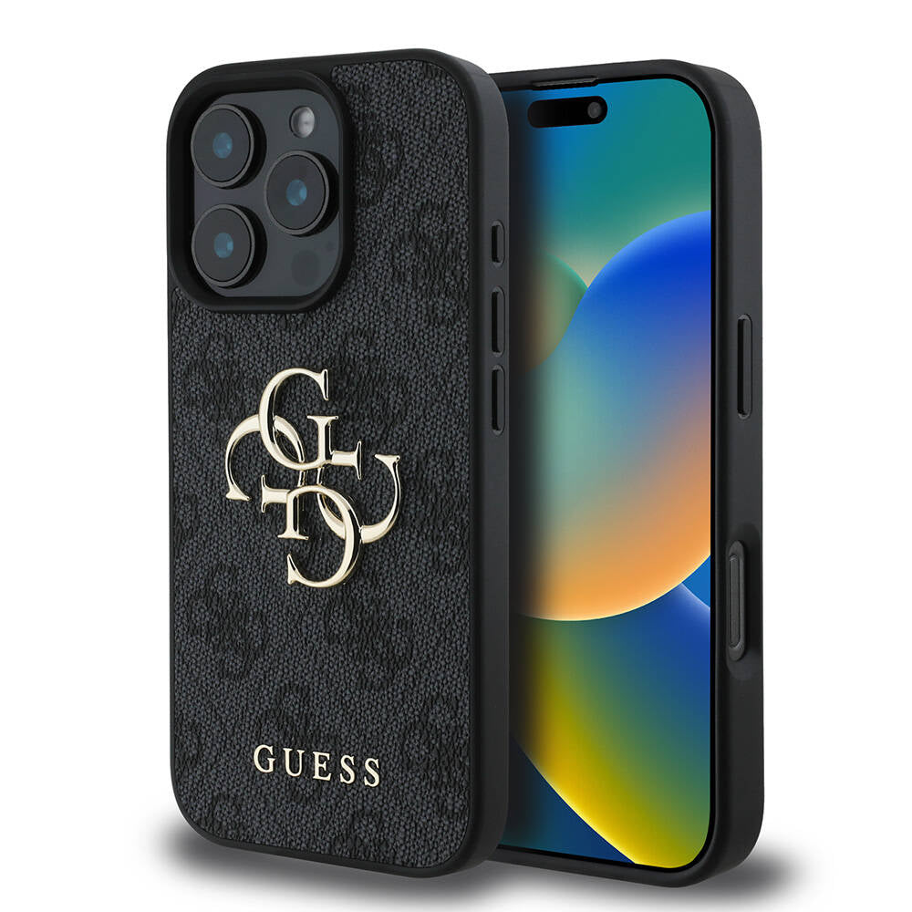 Apple iPhone 16 Pro Kılıf Guess Orjinal Lisanslı PU Deri 4G Desenli Metal Büyük 4G ve Yazı Logolu Kapak - Görsel 2