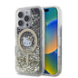 Apple iPhone 16 Pro Kılıf Hello Kitty Orjinal Lisanslı M-safe Şarj Özellikli IML Baskı Kitty Head Logolu Sıvılı Simli Altın Ateşi Kapak