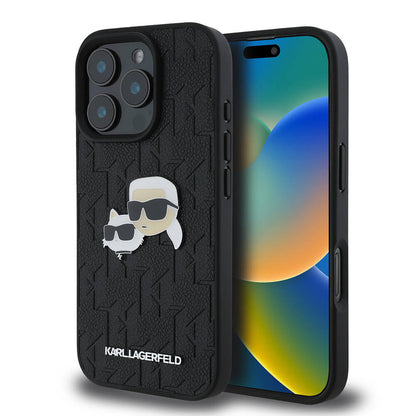 Apple iPhone 16 Pro Kılıf Karl Lagerfeld Orjinal Lisanslı K&C Heads Monogram Pin Kapak - Görsel 2