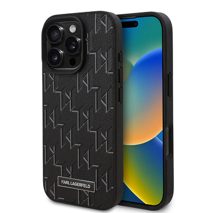 Apple iPhone 16 Pro Kılıf Karl Lagerfeld Orjinal Lisanslı M-safe Şarj Özellikli KL Yazılı Hot Stamp Kapak - Görsel 2