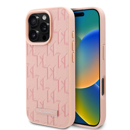 Apple iPhone 16 Pro Kılıf Karl Lagerfeld Orjinal Lisanslı M-safe Şarj Özellikli KL Yazılı Hot Stamp Kapak - Görsel 4