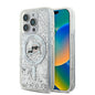 Apple iPhone 16 Pro Kılıf Karl Lagerfeld Orjinal Lisanslı M-safe Şarj Özellikli Sıvılı Simli KC Heads Kapak