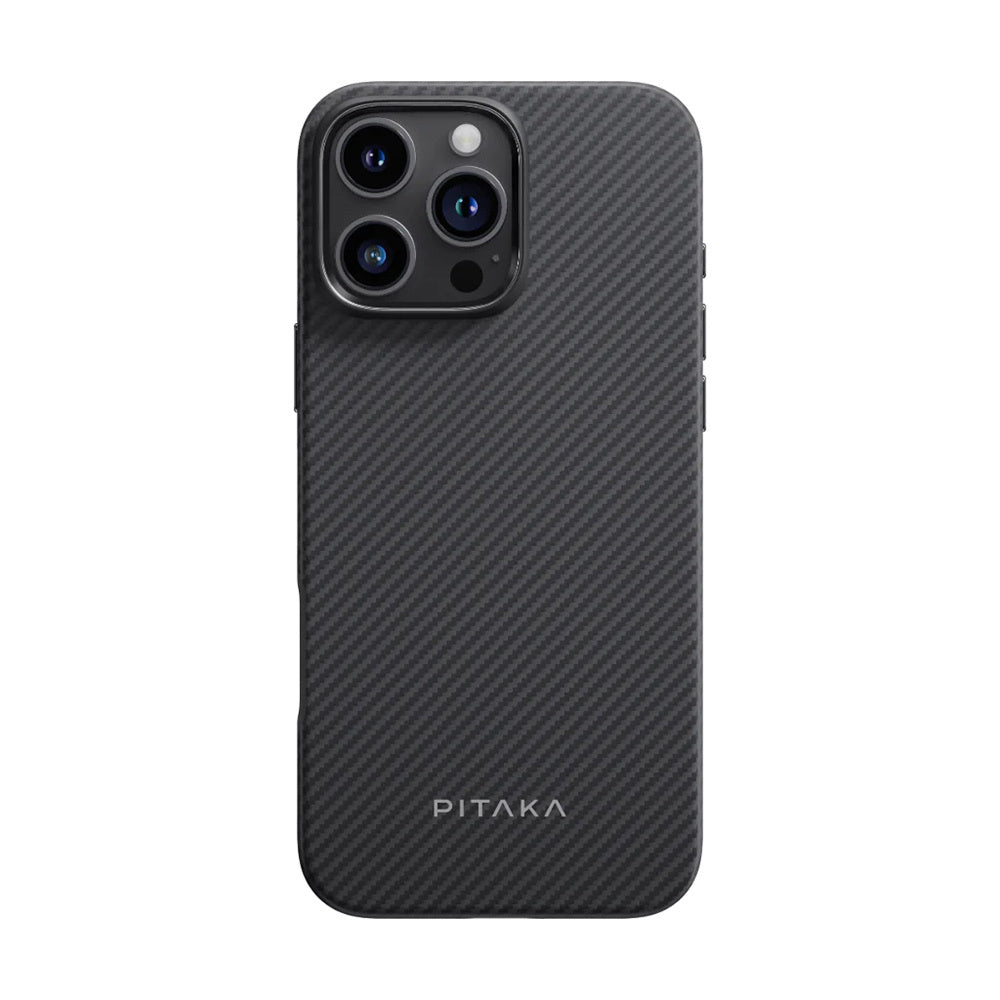 Apple iPhone 16 Pro Kılıf M-safe Şarj Özellikli Aramid Fiber Pitaka Military-Grade Classic Serisi Black-Grey Twill Kapak - Görsel 2