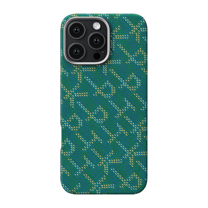 Apple iPhone 16 Pro Kılıf M-safe Şarj Özellikli Aramid Fiber Pitaka Tactile Woven Monogram Serisi Kapak - Görsel 2