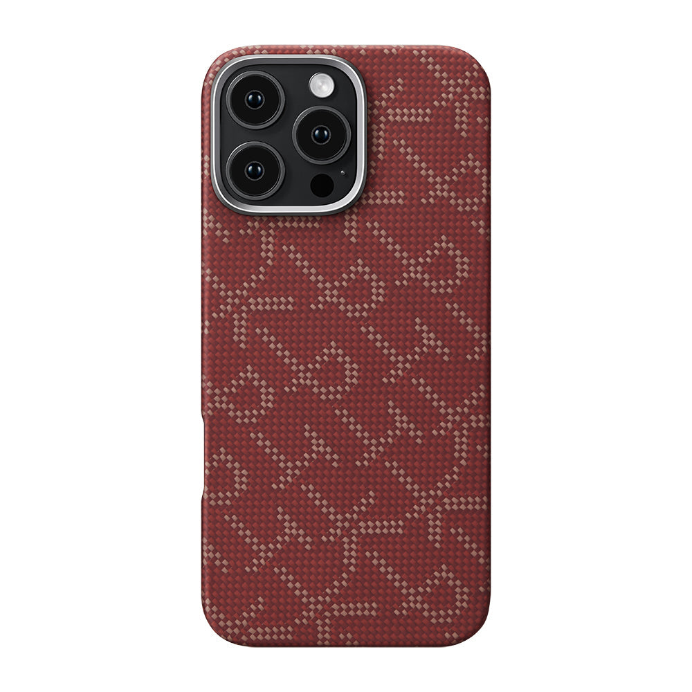 Apple iPhone 16 Pro Kılıf M-safe Şarj Özellikli Aramid Fiber Pitaka Tactile Woven Monogram Serisi Kapak - Görsel 4